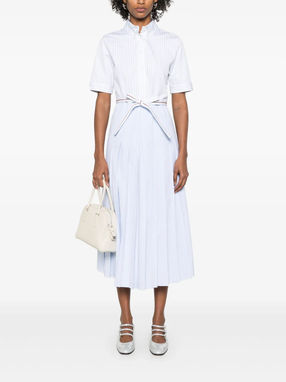 Thom Browne Gestreepte midi-jurk - Blauw
