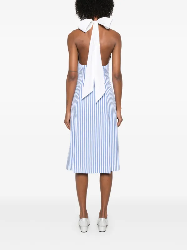 thom browne dress THOM BROWNE Pleated striped stretch-knit mini dress