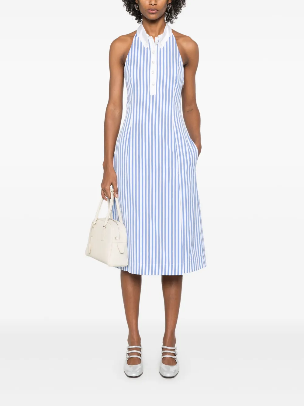 Thom Browne Gestreepte midi-jurk - Blauw