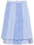 Thom Browne pleated striped midi skirt - Blue