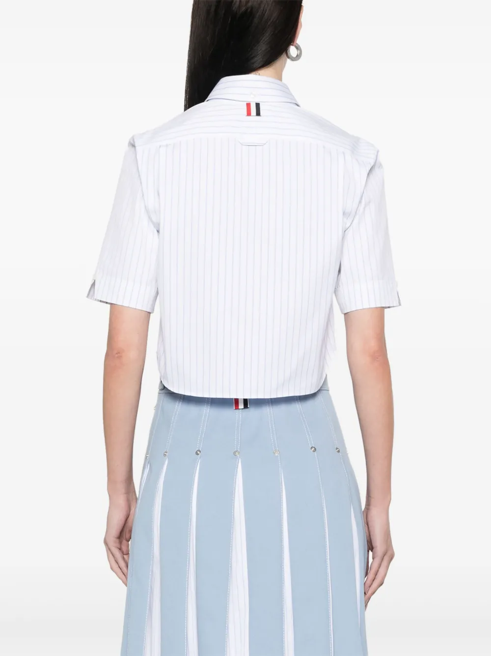 Thom Browne Cropped gestreept shirt Blauw