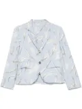 Thom Browne feather-print silk blazer - Blue