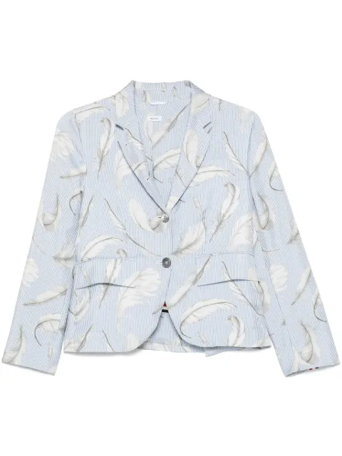 Thom Browne blazer de seda con plumas estampadas