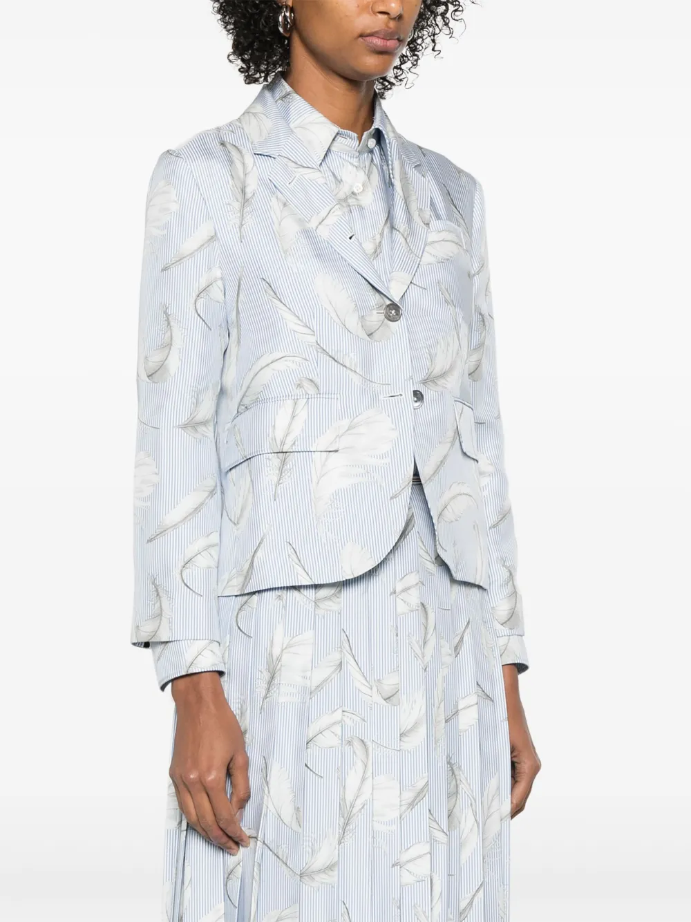 Thom Browne Zijden blazer met verenprint Blauw