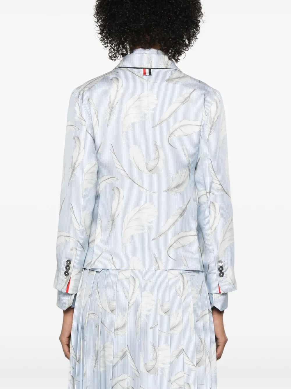 Thom Browne Zijden blazer met verenprint Blauw