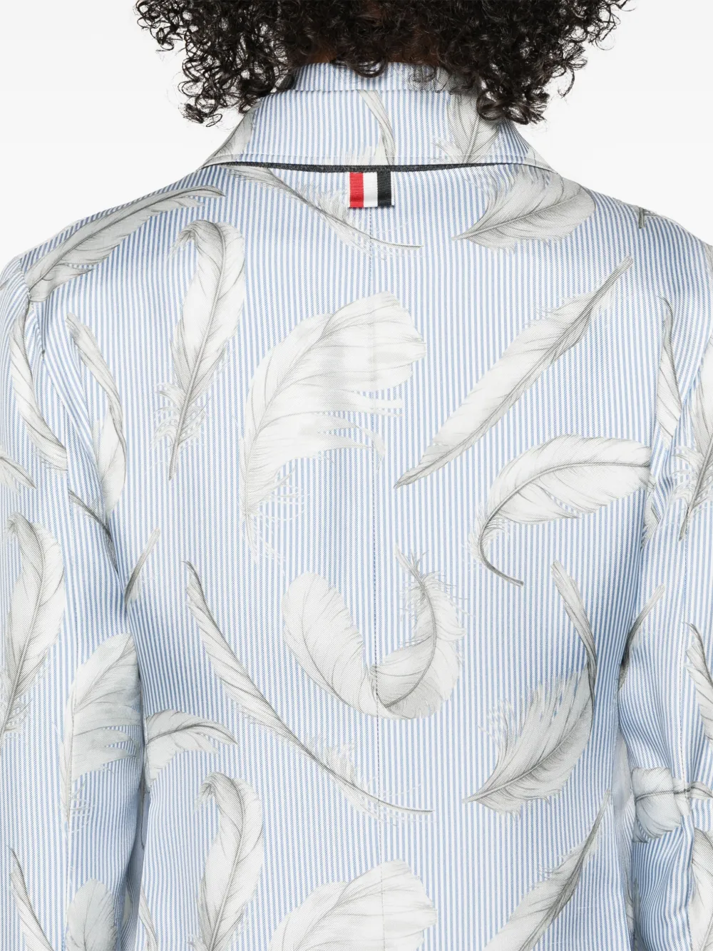Thom Browne Zijden blazer met verenprint Blauw