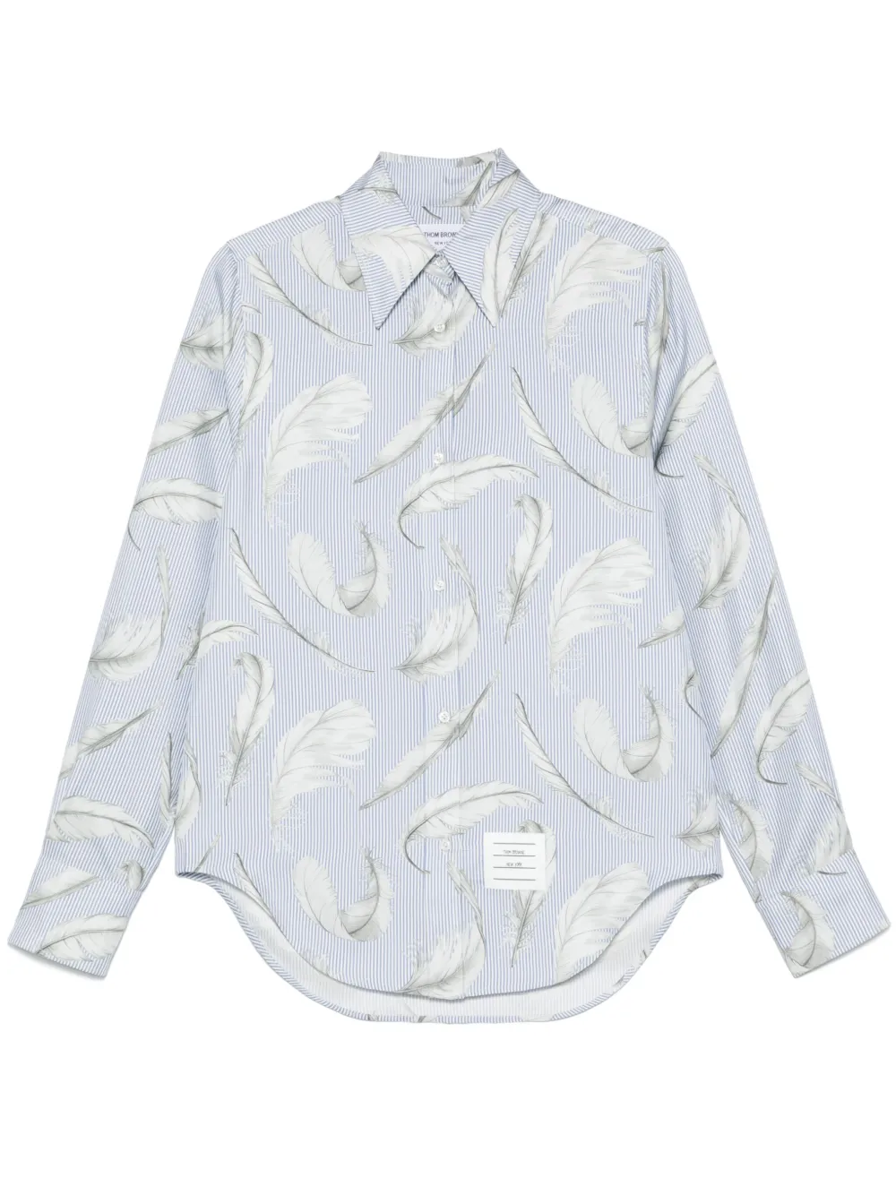 Thom Browne camisa de seda con plumas estampadas | azul | Image 1