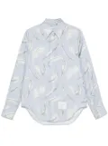Thom Browne feather-print silk shirt - Blue