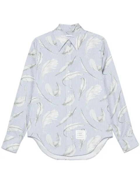 Thom Browne camisa de seda con plumas estampadas