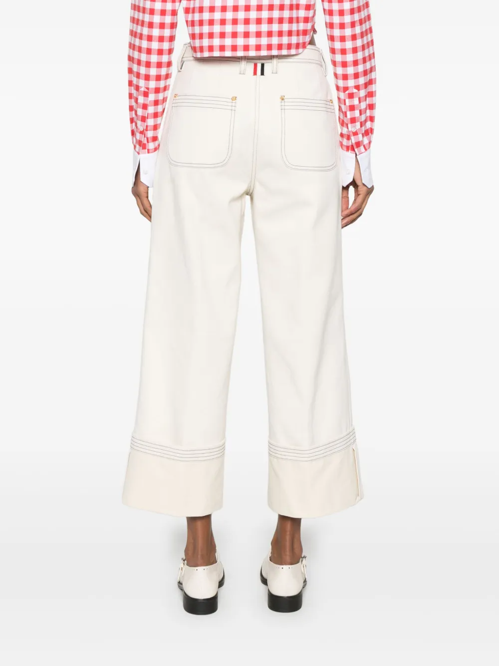 Thom Browne Jeans met wijde pijpen Beige