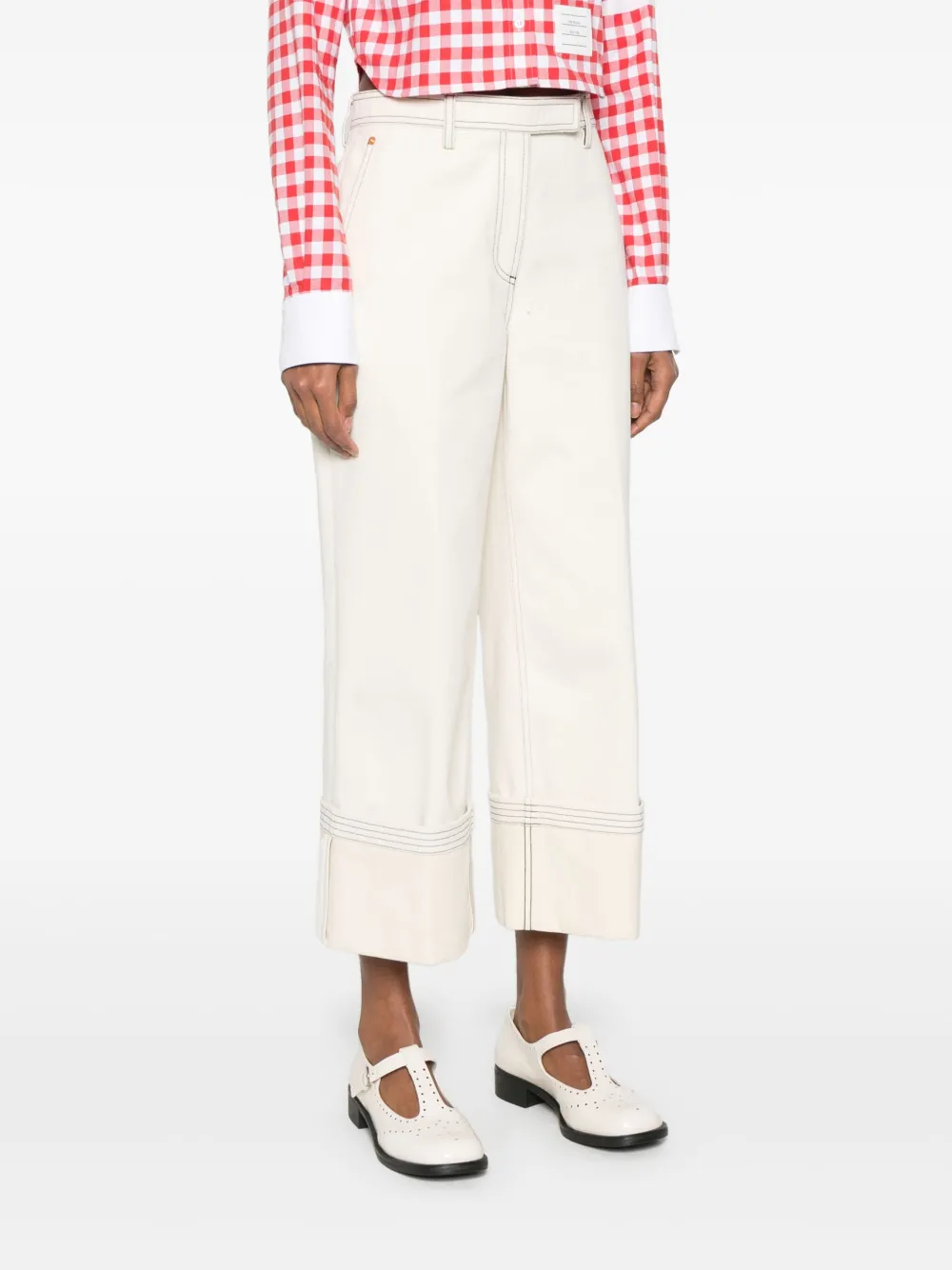 Thom Browne Jeans met wijde pijpen Beige