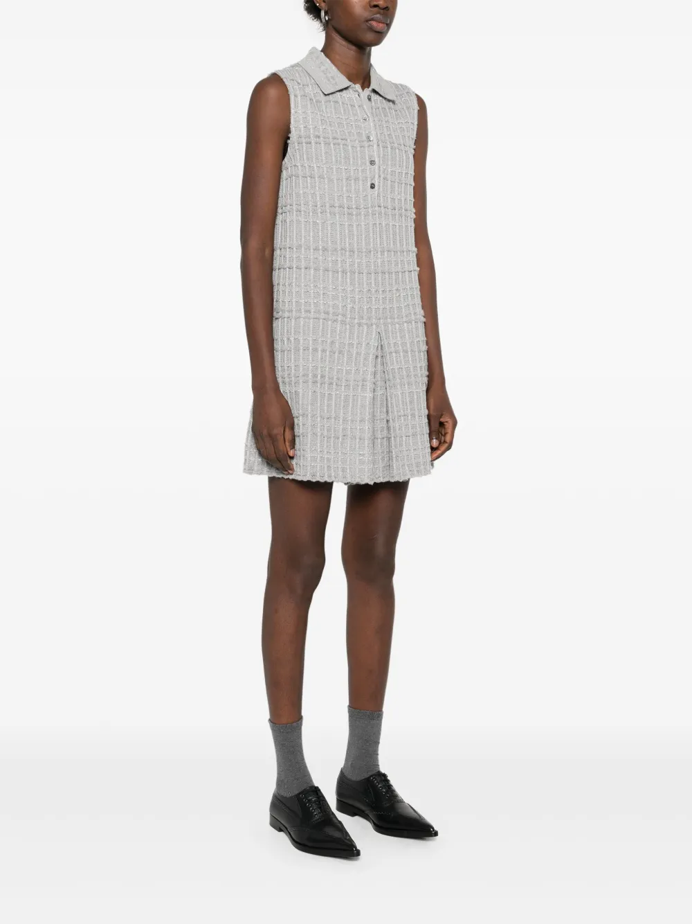Thom Browne Tweed mini-jurk met jacquard Grijs