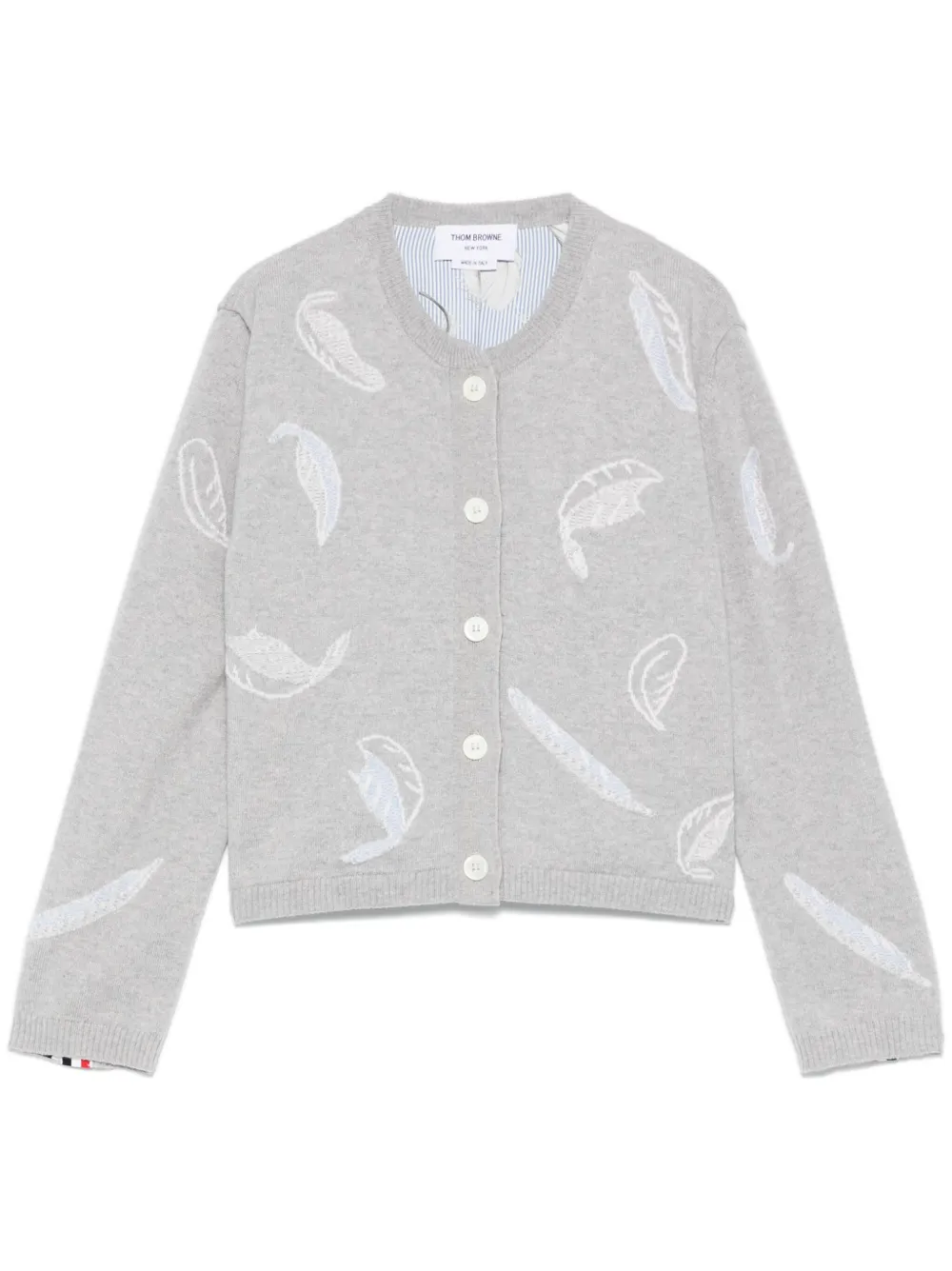 Thom Browne Feather-intarsia Cropped Cardigan
