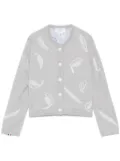 Thom Browne feather-intarsia cropped cardigan - Grey