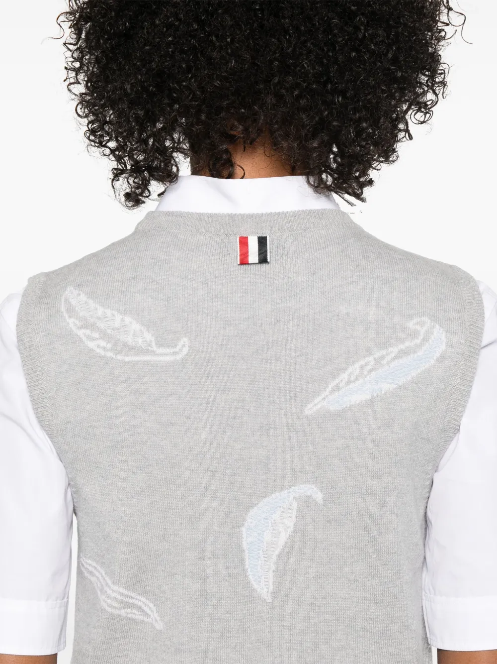Thom Browne Kasjmier vest met veren intarsia Grijs
