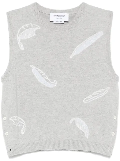 Thom Browne feather-intarsia cashmere vest