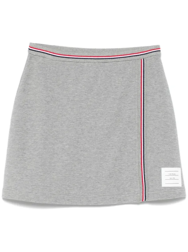 【THOM BROWNE】GREY AND WHITE COTTON-WOOL BLEND SKIRT GREY AND WHITE COTTON-WOOL BLEND SKIRT