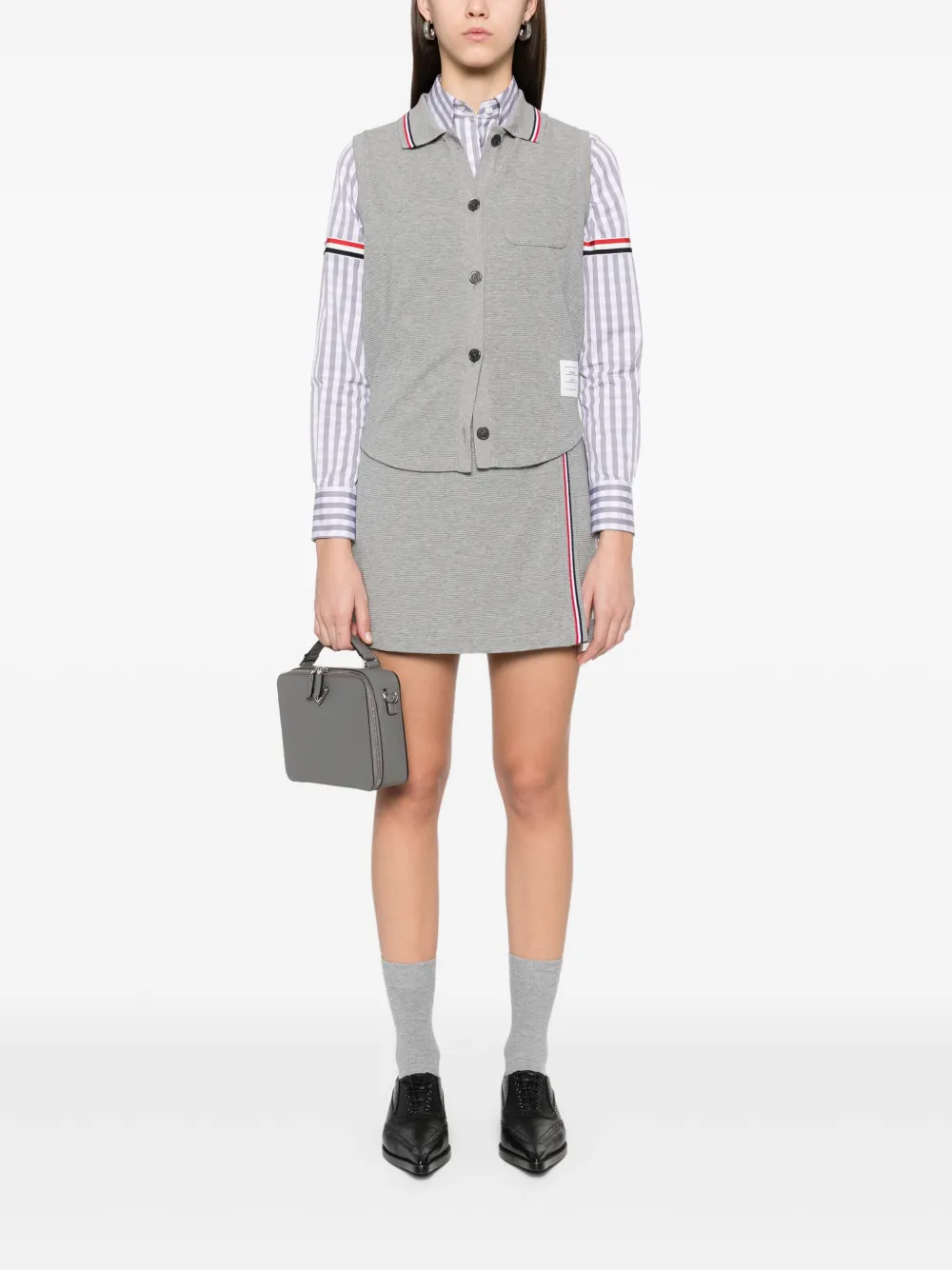 Thom Browne Katoenen mini-rok met wafelpatroon - Grijs