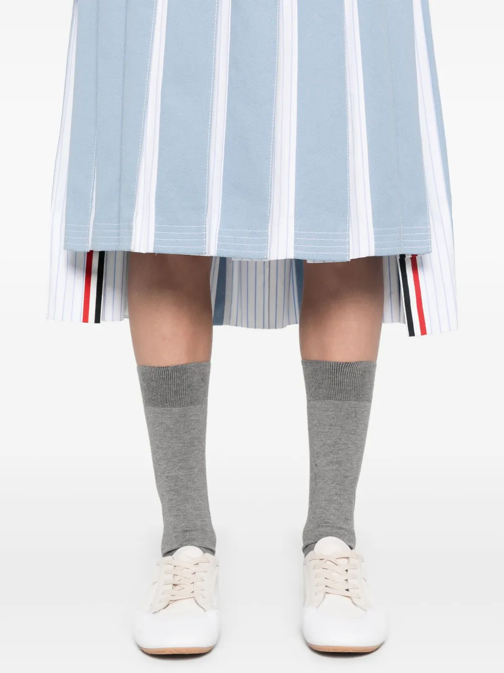 Thom Browne Denim midi-plooirok Blauw