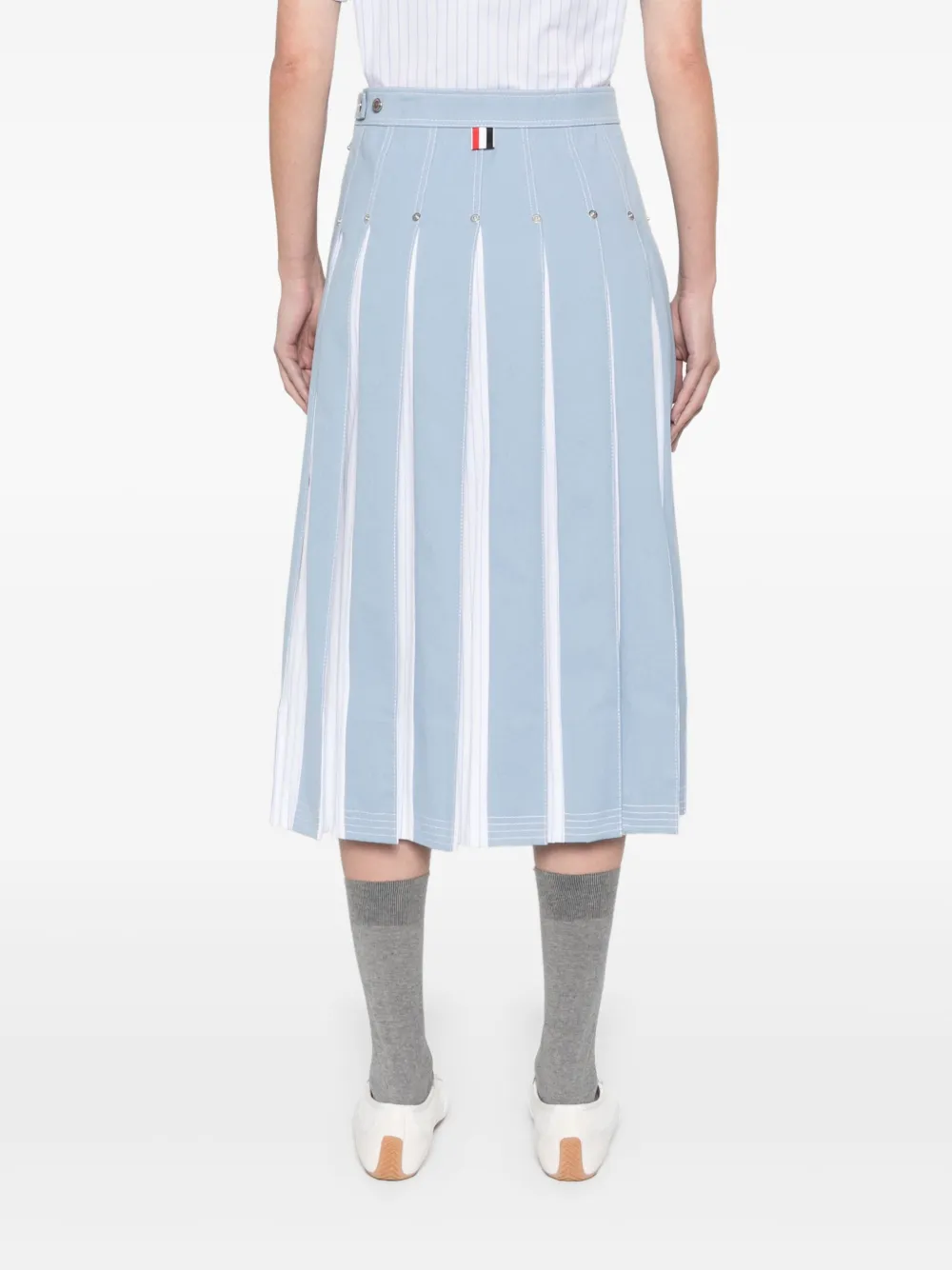 Thom Browne Denim midi-plooirok Blauw
