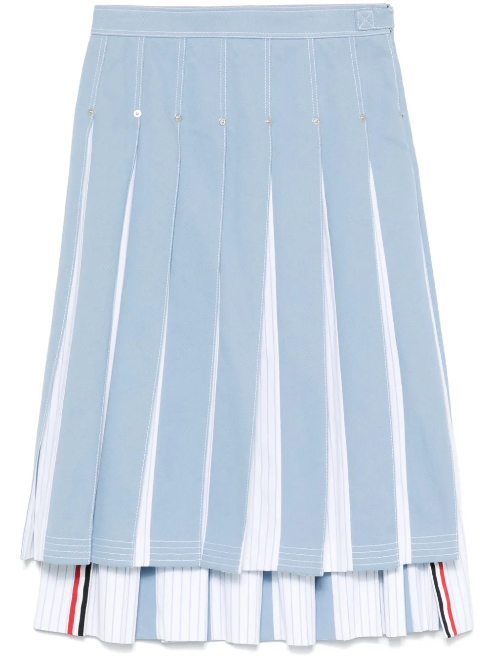 Thom Browne Denim midi-plooirok Blauw
