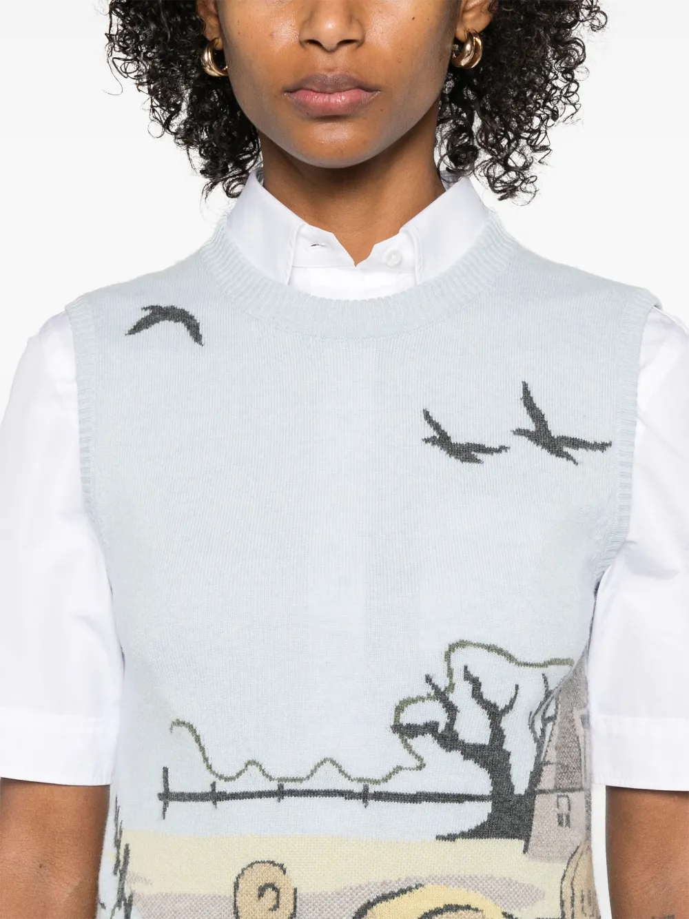 Thom Browne Kasjmier vest met intarsia Blauw