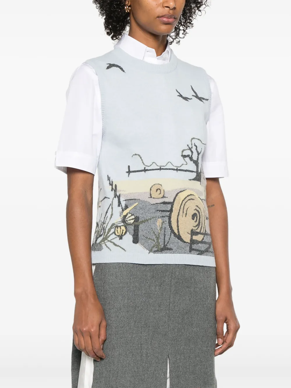Thom Browne Kasjmier vest met intarsia Blauw