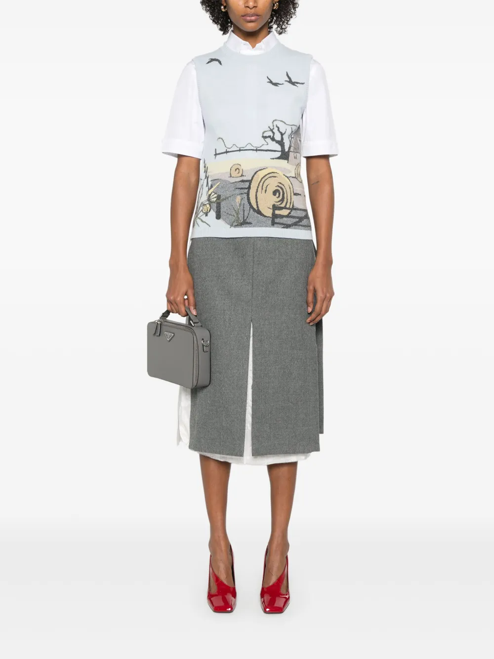 Thom Browne Kasjmier vest met intarsia Blauw