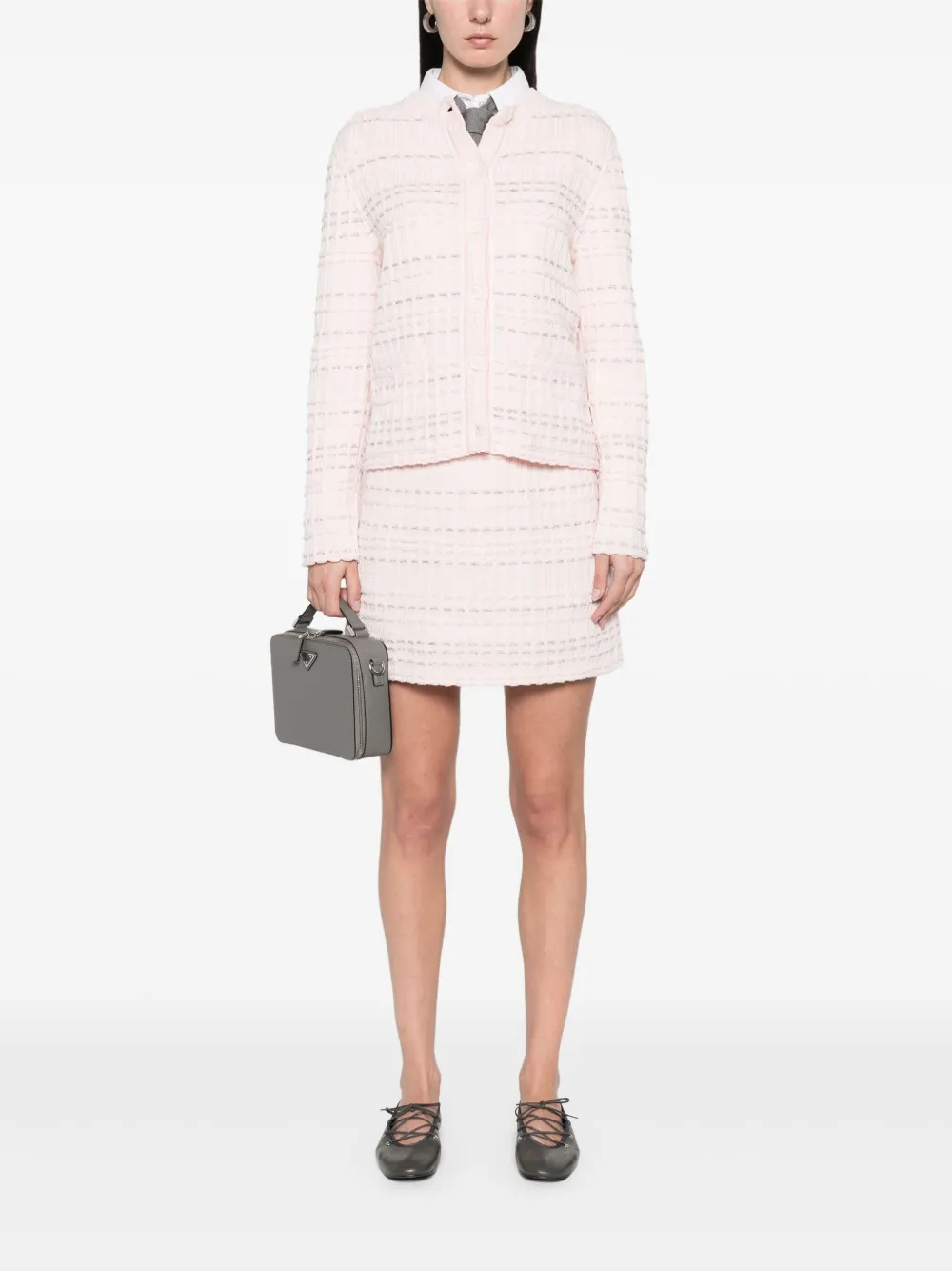 Thom Browne Tweed mini-rok met jacquard - Roze