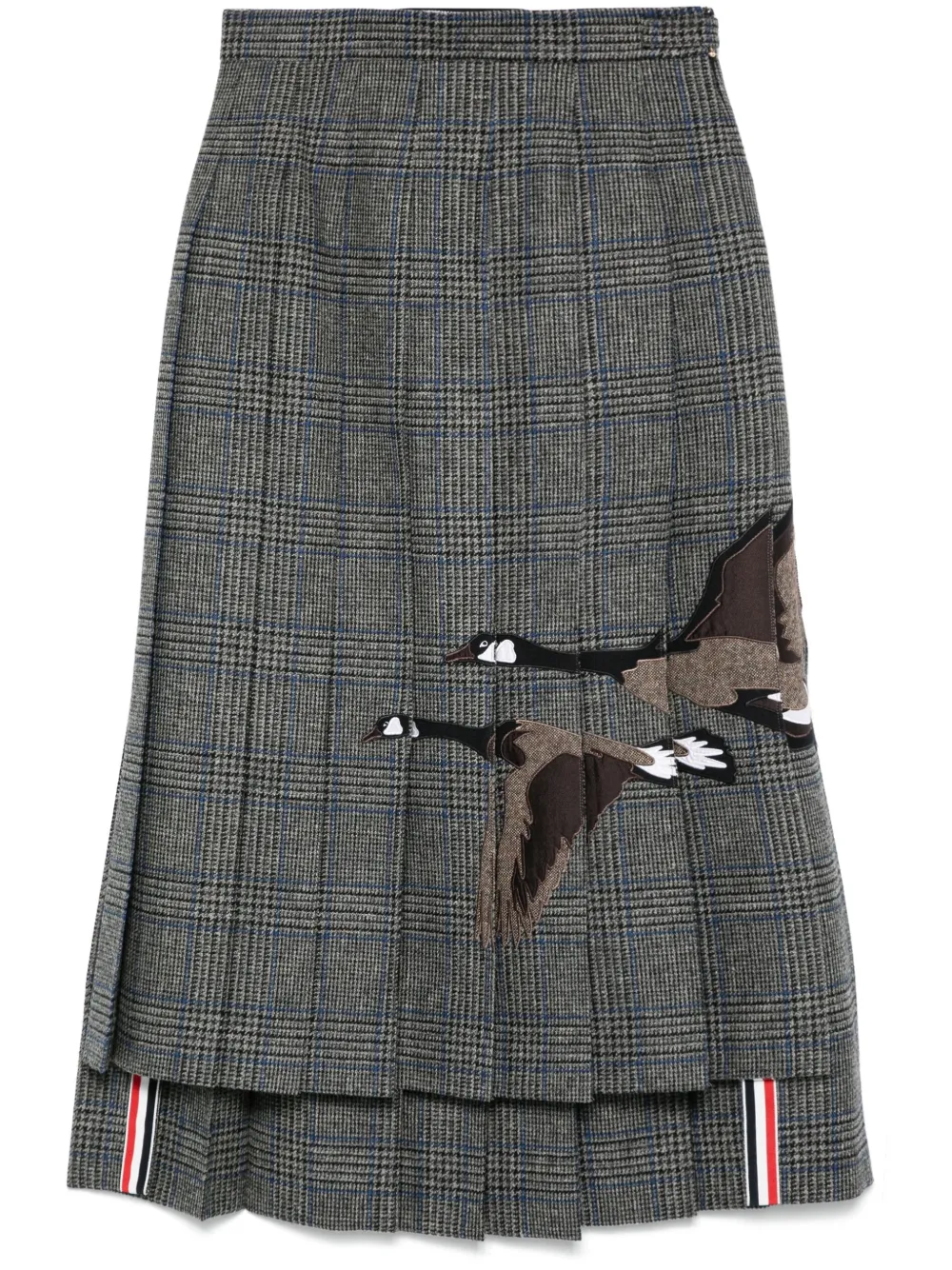 Thom Browne Flying Geese-appliqué Pleated Midi Skirt In Green