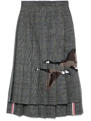 トム・ブラウンプリーツツイードスカート ソリッドツイード 4BAR プリーツ ミニスカート | Thom Browne