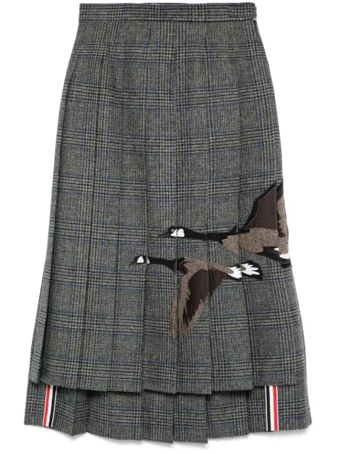 Thom Browne Flying Geese-appliqué pleated midi skirt