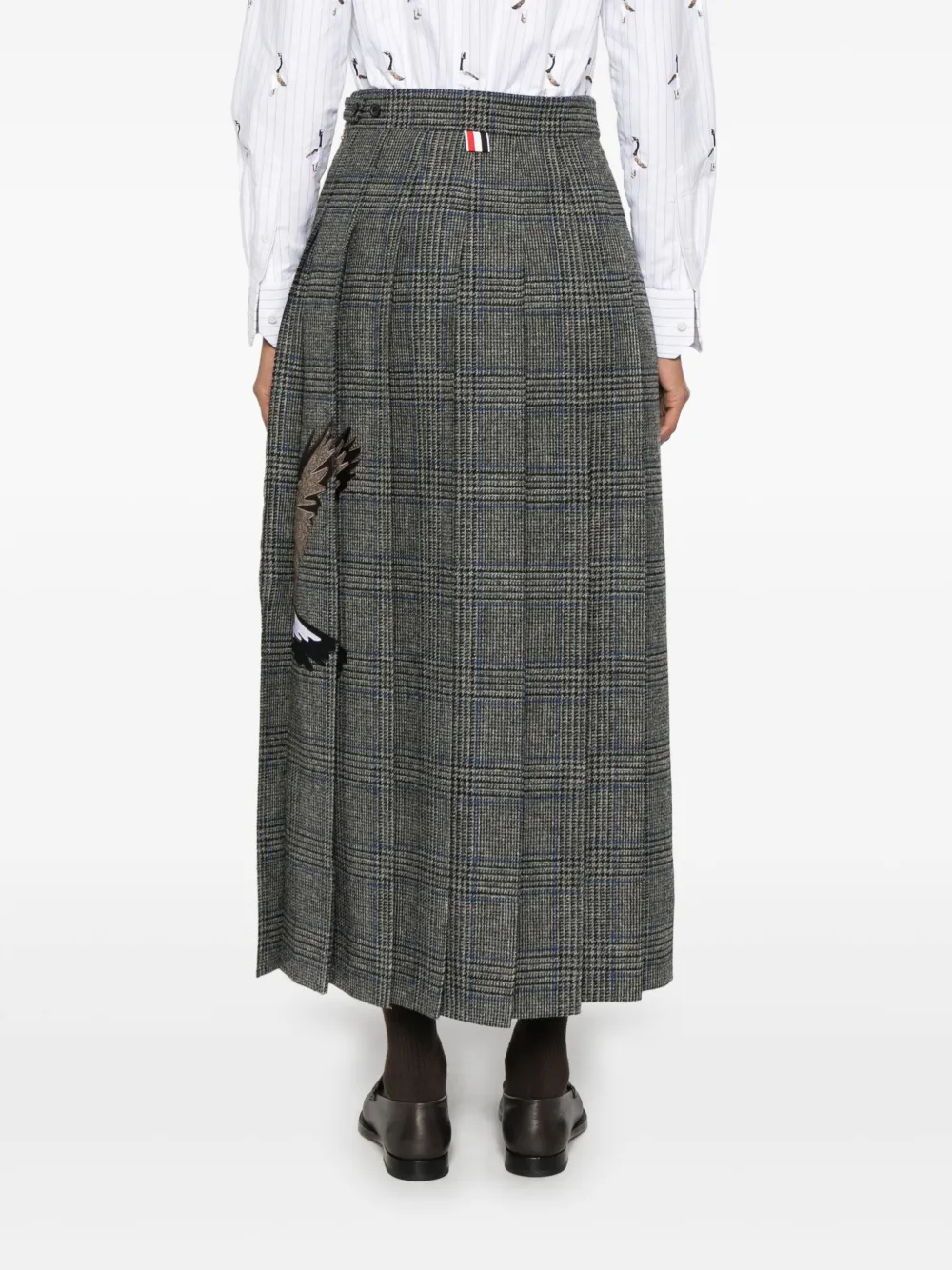 Thom Browne Flying Geese-appliqué Pleated Midi Skirt In Green