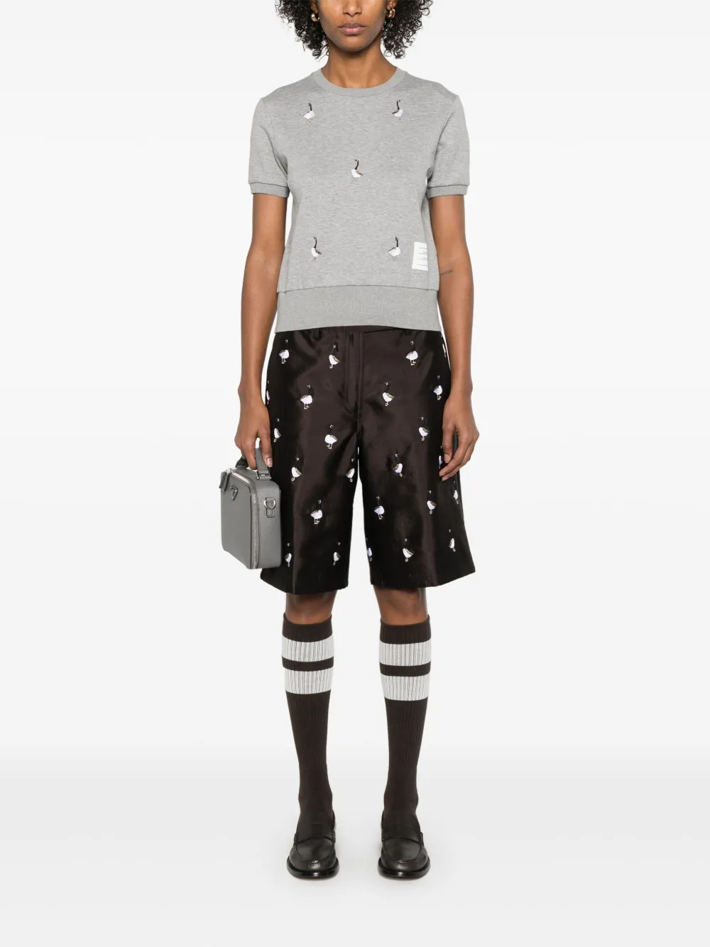 Thom Browne T-shirt met geborduurde ganzen Grijs