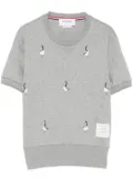 Thom Browne geese-embroidered cotton T-shirt - Grey