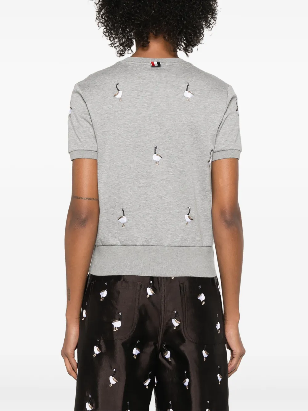 Thom Browne T-shirt met geborduurde ganzen Grijs