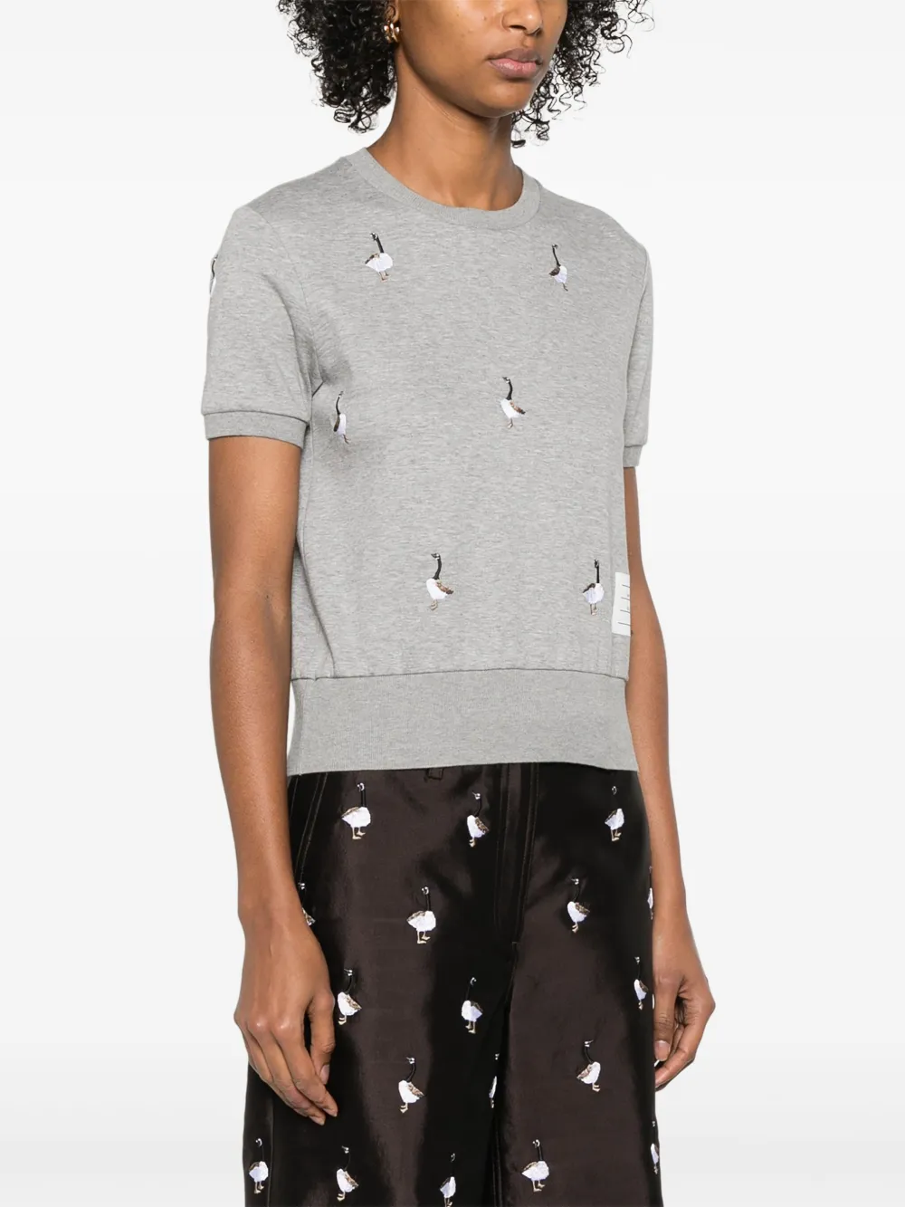 Thom Browne T-shirt met geborduurde ganzen Grijs