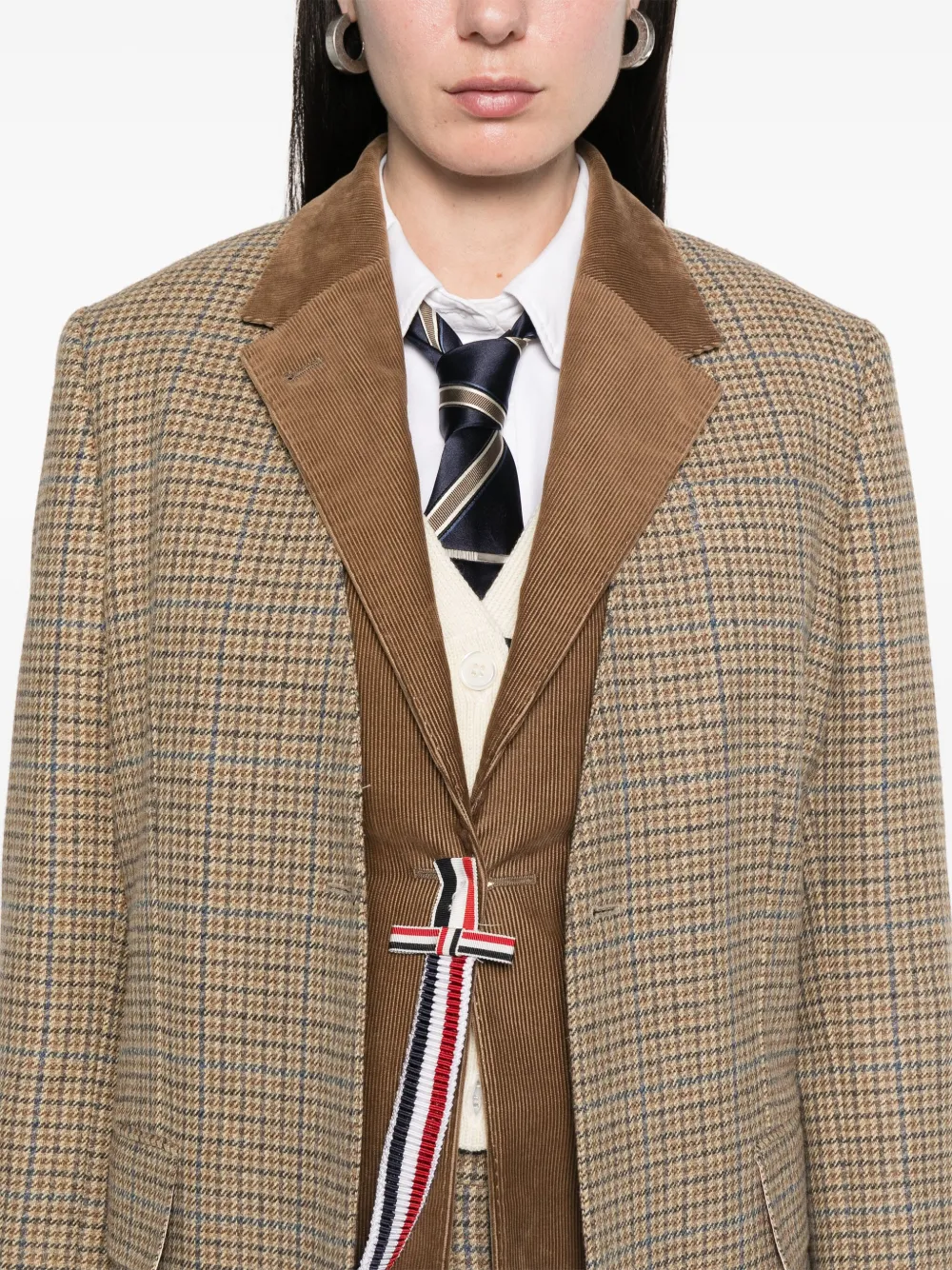Thom Browne Geruite blazer en gilet Bruin
