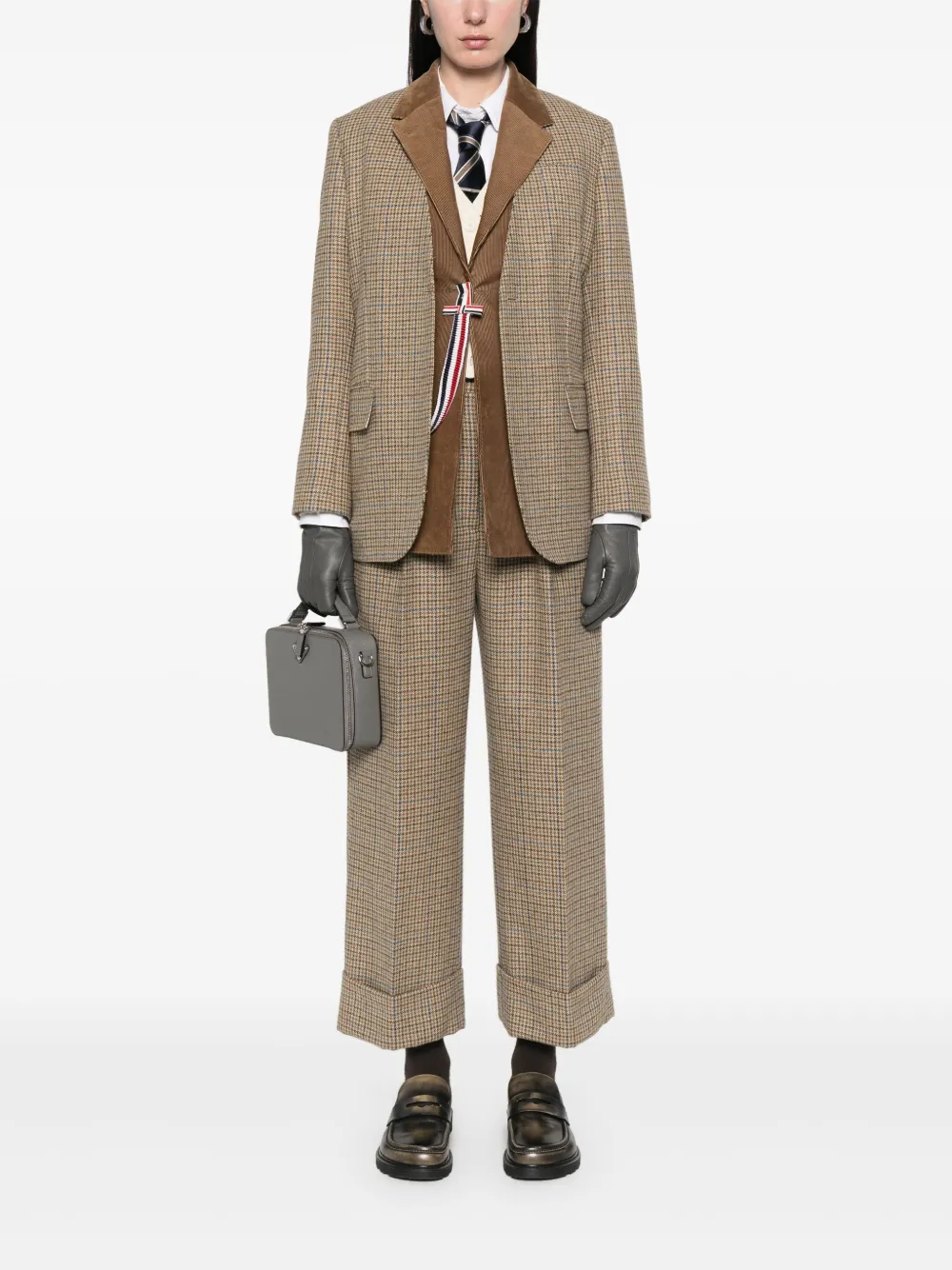 Thom Browne Geruite blazer en gilet Bruin