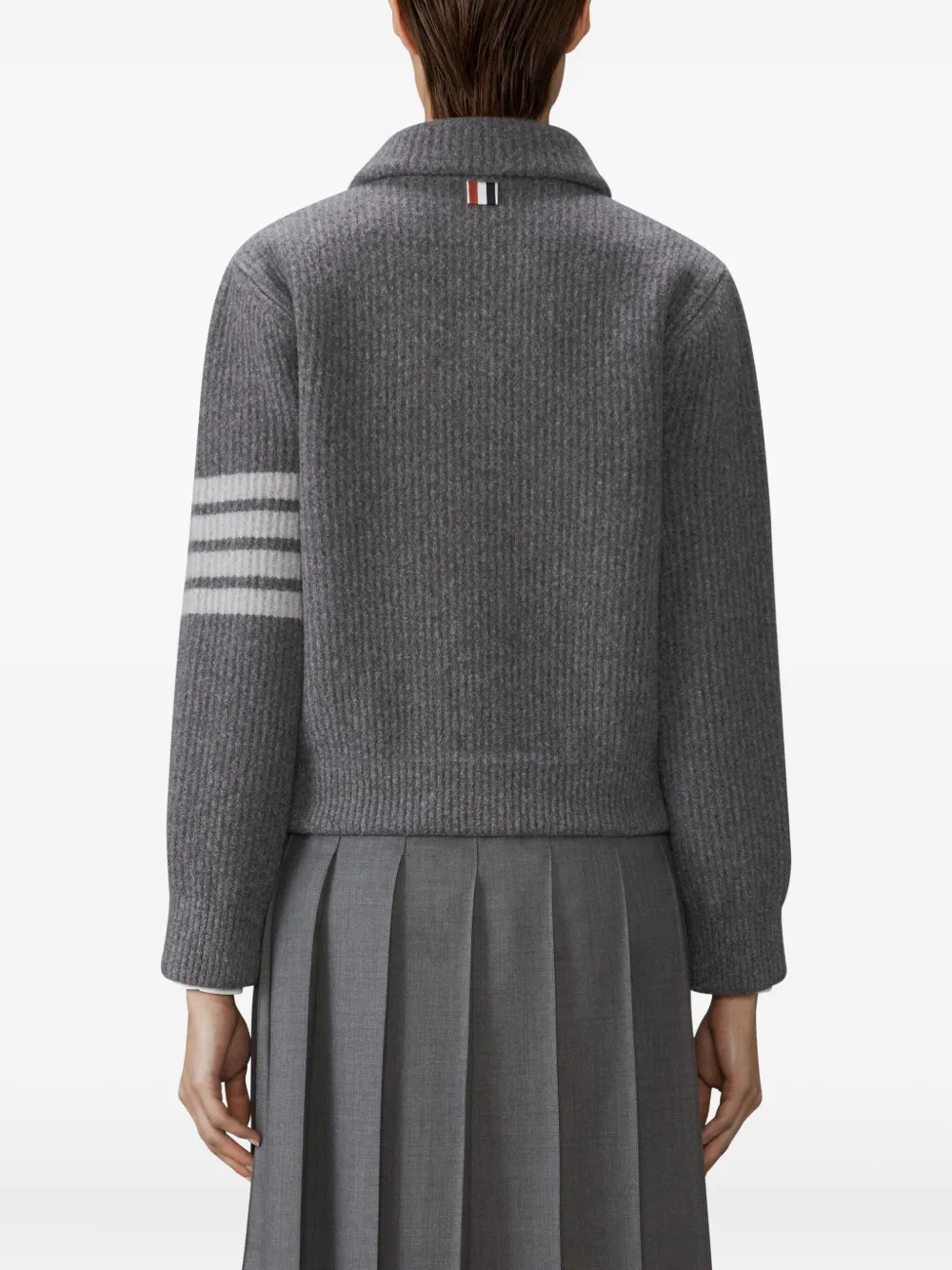Thom Browne 4-bar shawl-collar bomber jacket Grijs