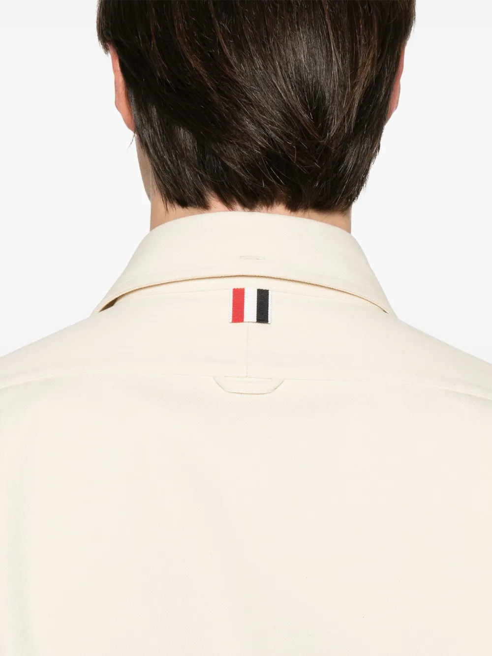 Thom Browne Denim overhemd met RWB-streep Beige