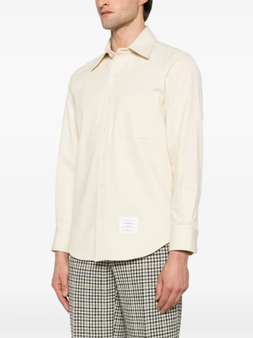 Thom Browne Denim overhemd met RWB-streep Beige
