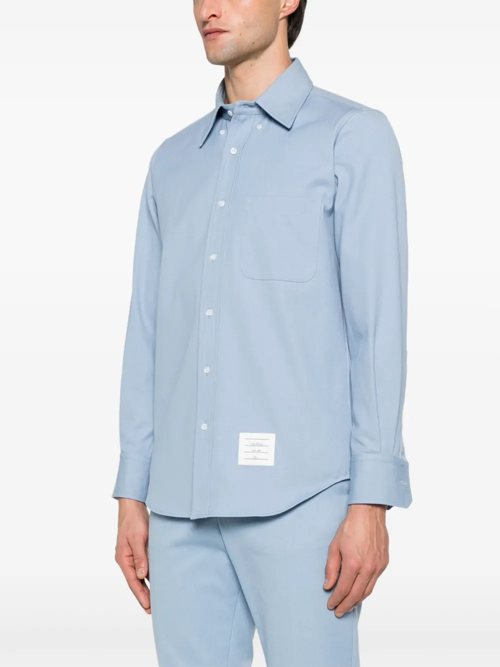 Thom Browne Denim overhemd met RWB-streep Blauw