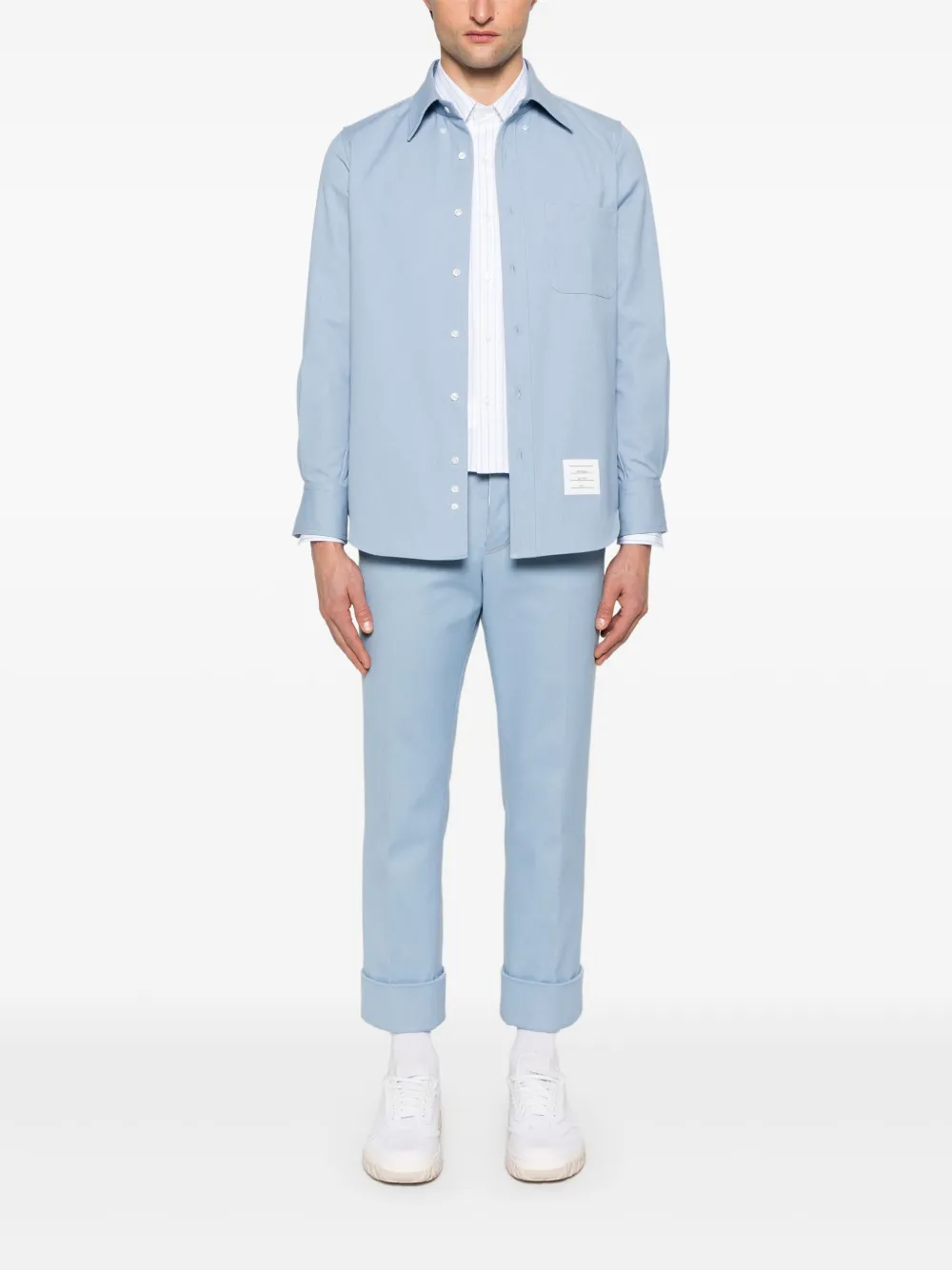 Thom Browne Denim overhemd met RWB-streep - Blauw