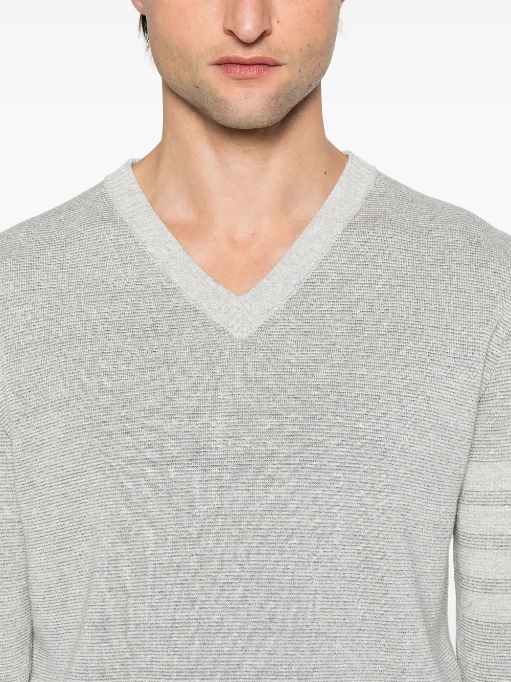 4-Bar stripe V-neck sweater