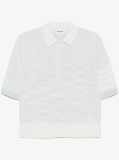Thom Browne textured stripe stitch 4-bar relaxed fit polo shirt
