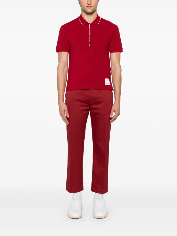 Thom Browne RWB-stripe Cotton Polo Shirt | Red | FARFETCH