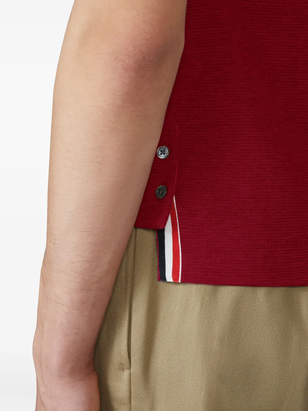 Thom Browne T-shirt met geribbelde manchetten en gestreept detail Rood