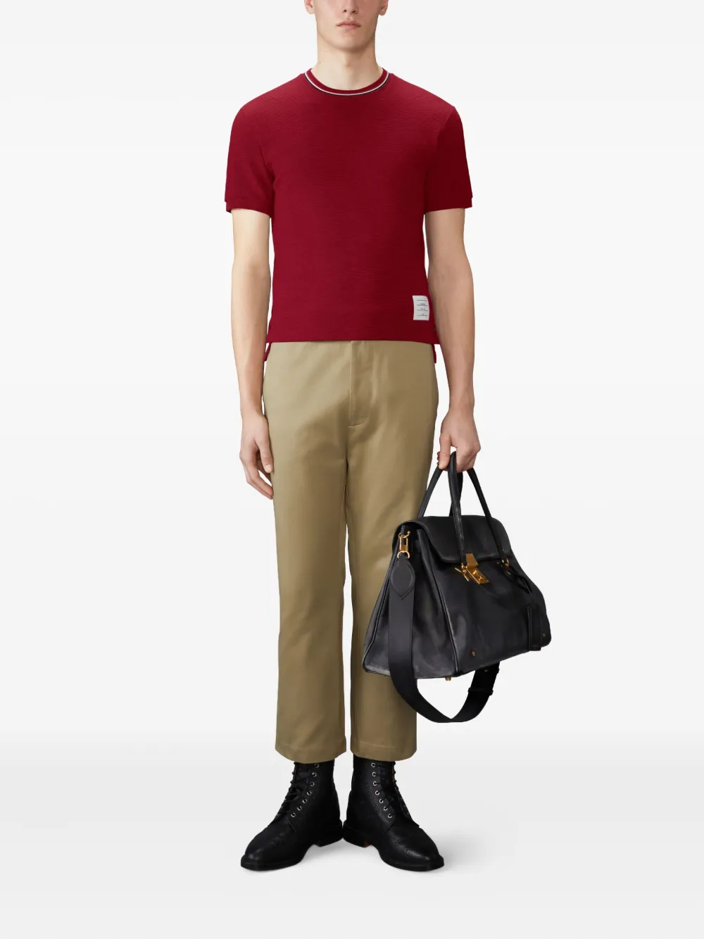 Thom Browne ribbed-cuff striped-detail T-shirt | T-Shirts | Image 2