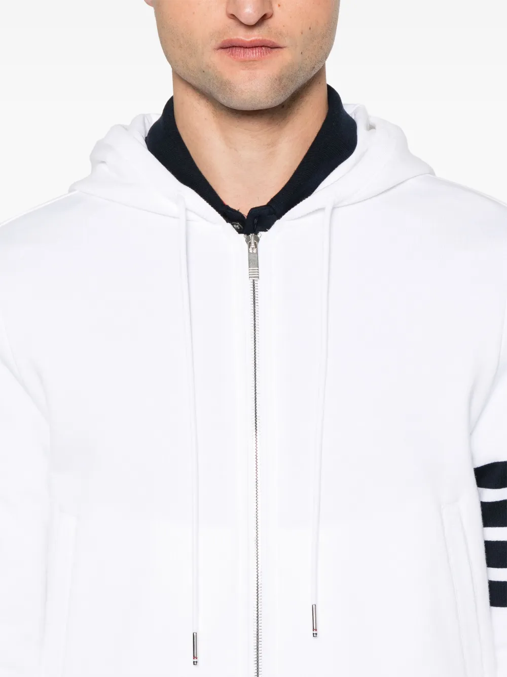 Thom Browne Hoodie met strepen en rits Wit